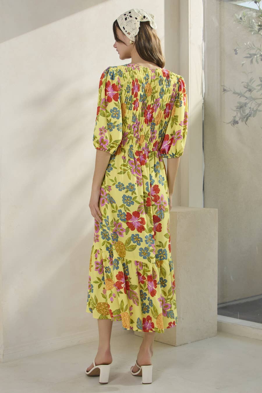 Plus Floral Embroidery Printed Midi Dress