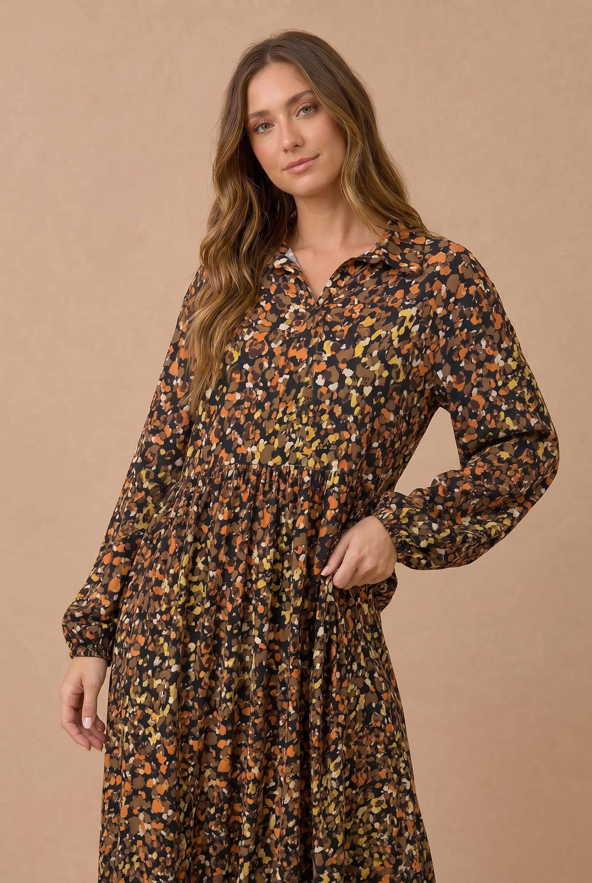Babydoll Fit and Flare Dotted Leopard Dress