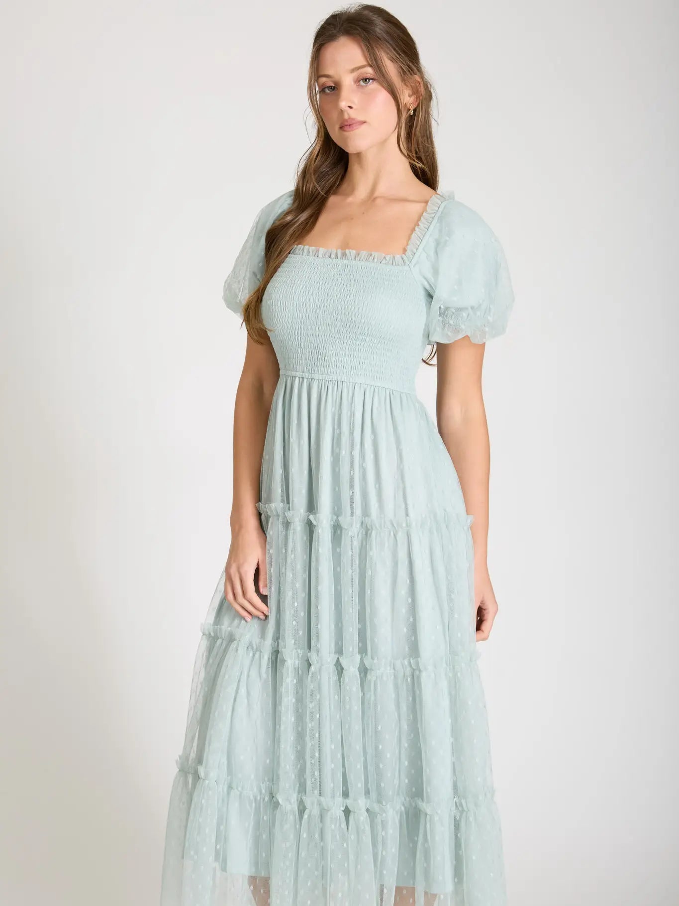 Sage Dream Tulle Maxi Dress