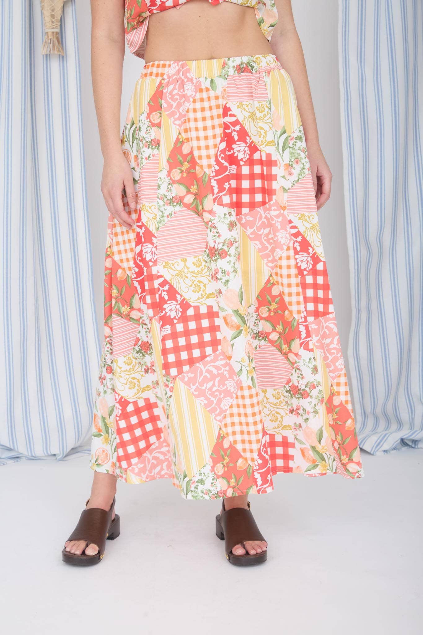 MULTI-PATTERN HIGH WAIST MAXI SKIRT