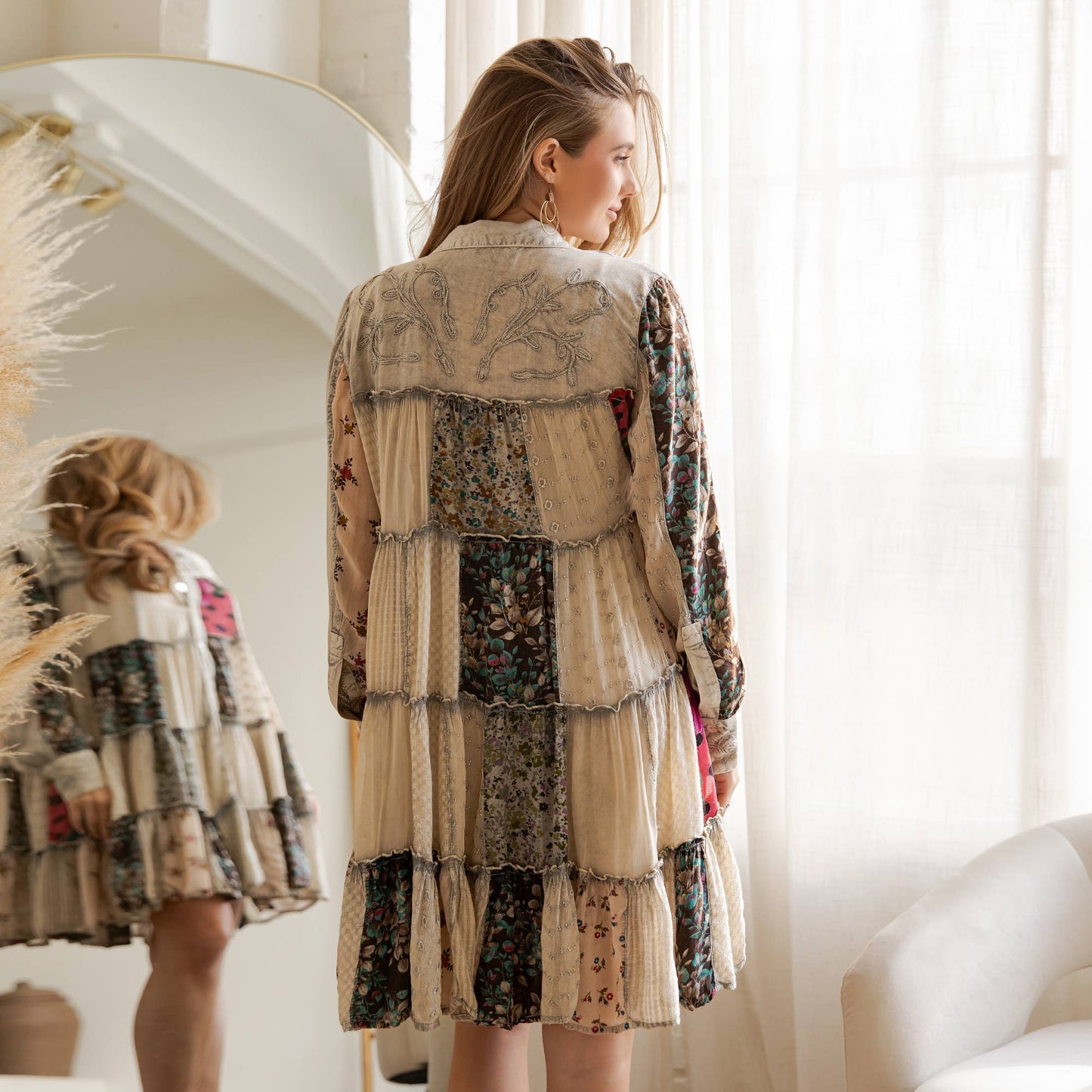Artisan Embroidered Jhabla Shirt Dress PLUS
