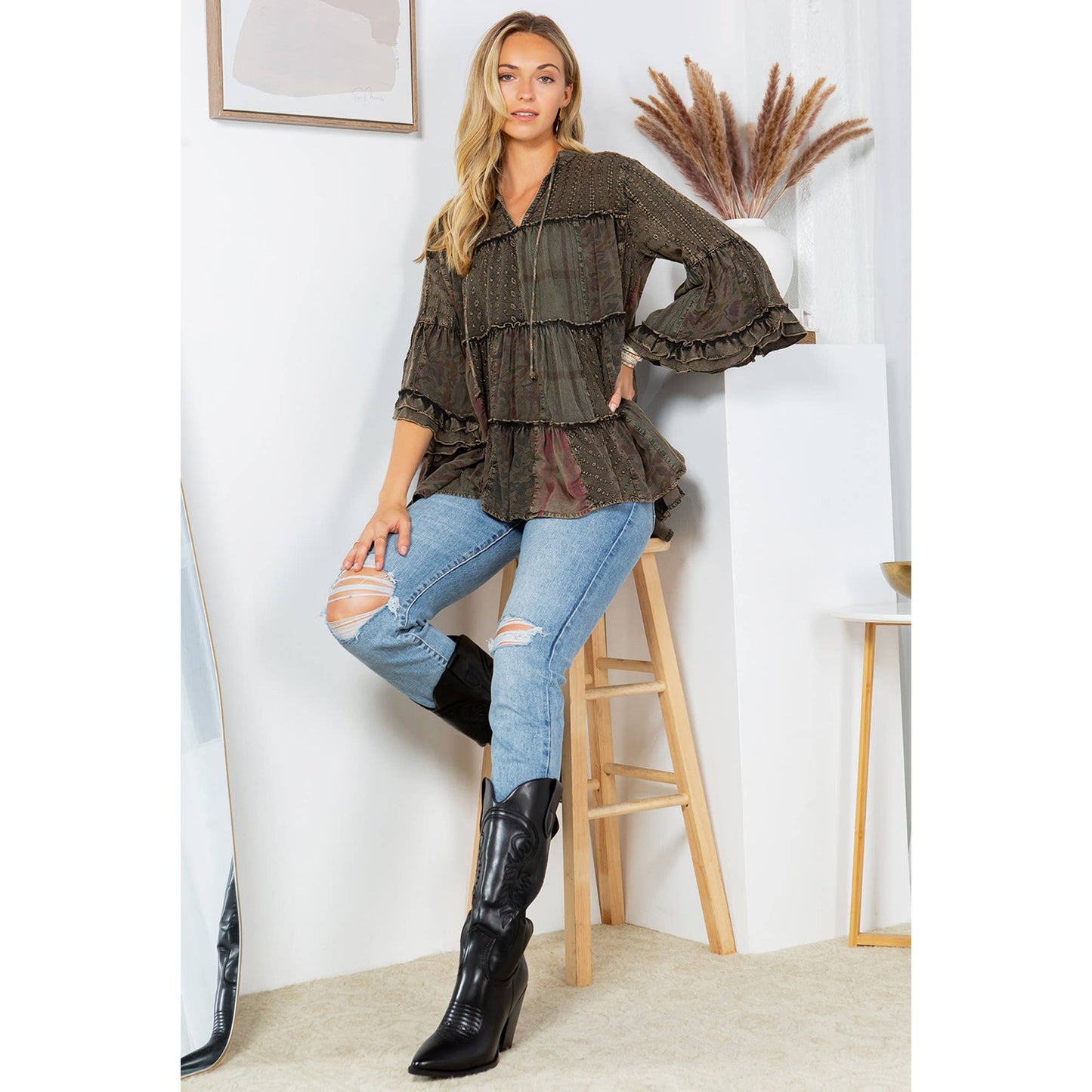 Overdyed Jhabla Top With Emb Also in PLUS