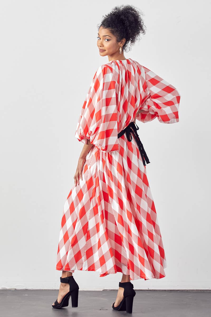 BALLOON SLEEVE DRESS WITH POCKETS