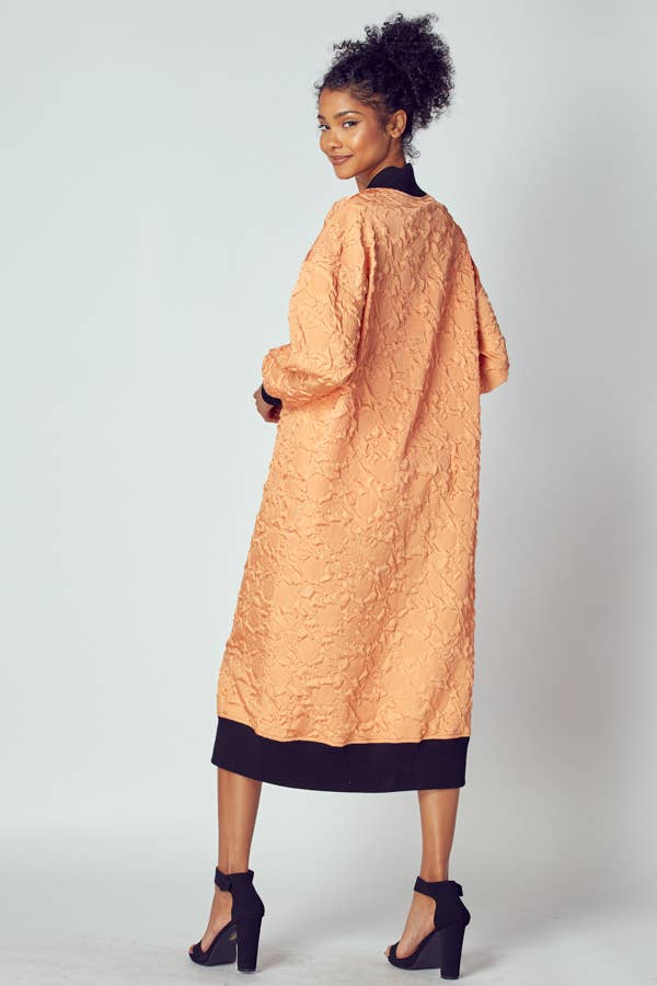EMBOSSED JACKET WITH TWO WAY ZIPPER