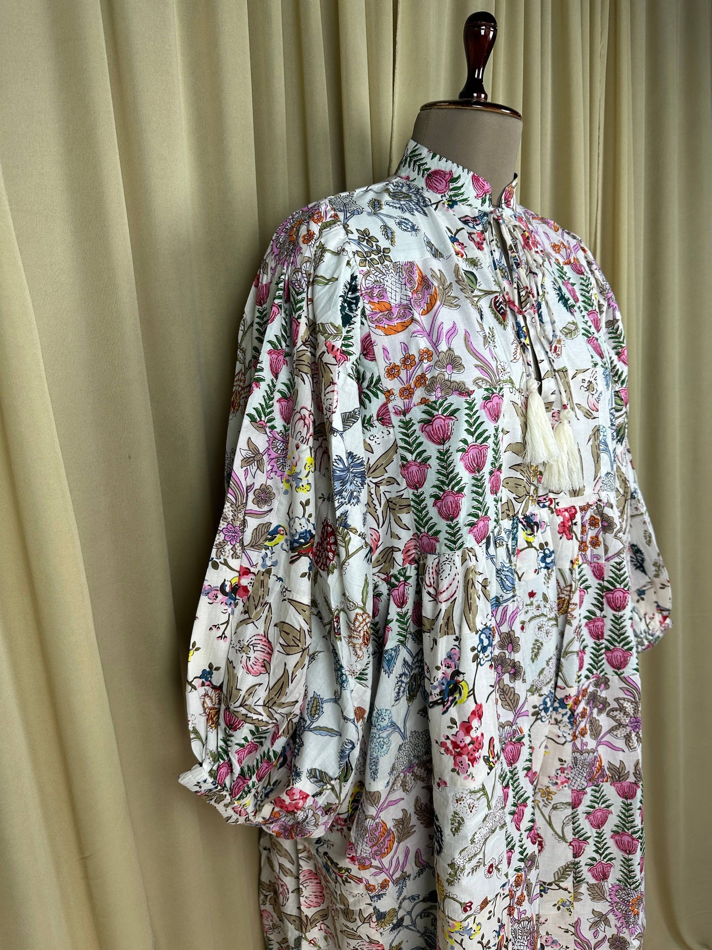 White SHADES - Hand Patchwork Cotton Dress OneSize