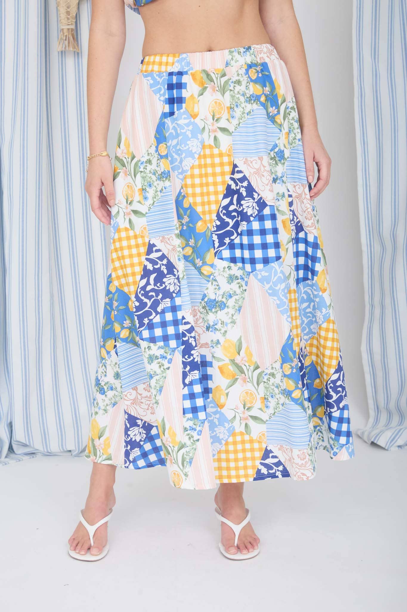 MULTI-PATTERN HIGH WAIST MAXI SKIRT