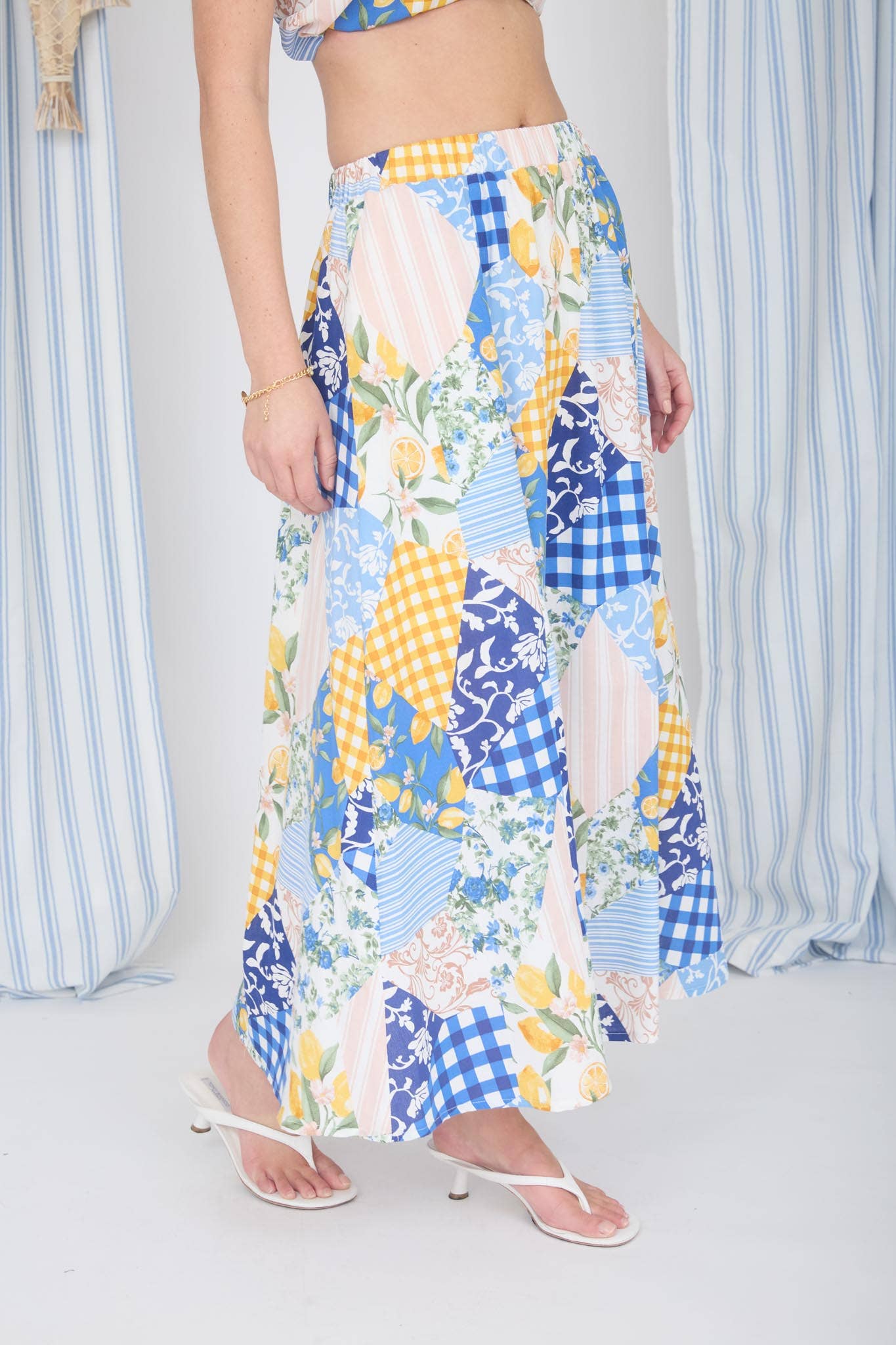 MULTI-PATTERN HIGH WAIST MAXI SKIRT
