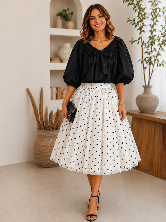 Deepest Black Bow Blouse