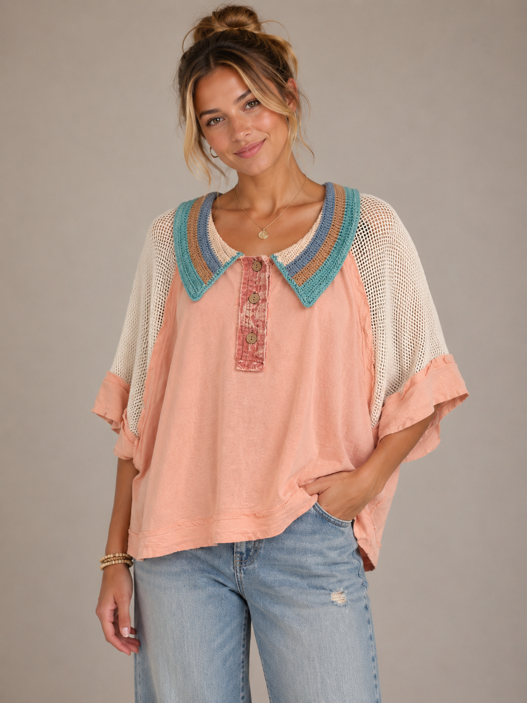 Rainbow Collar Top