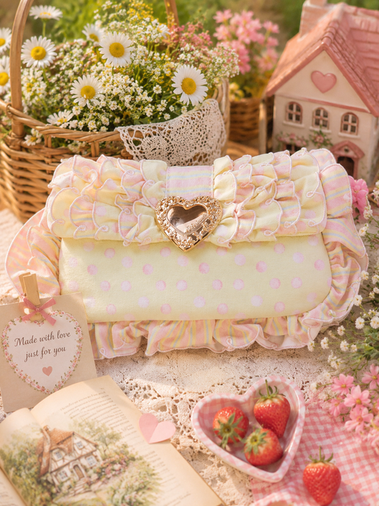 Victorian Cottagecore  Pink Polka Dot Handbag 🌸
