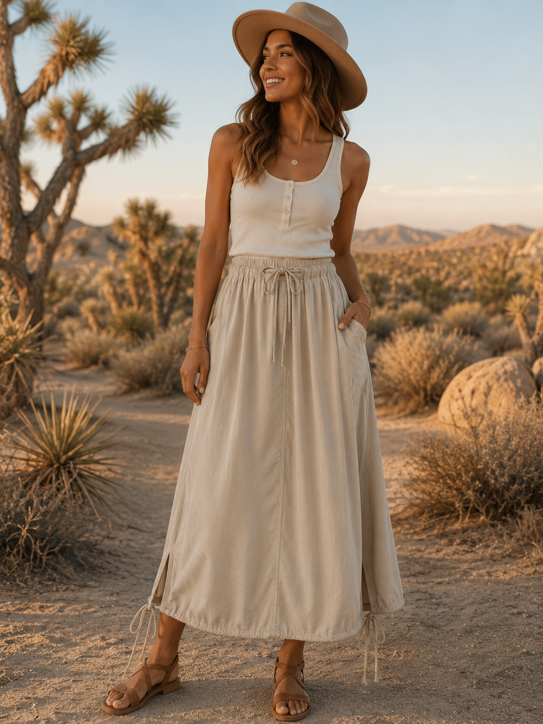 Desert Breeze Drawstring Maxi Skirt