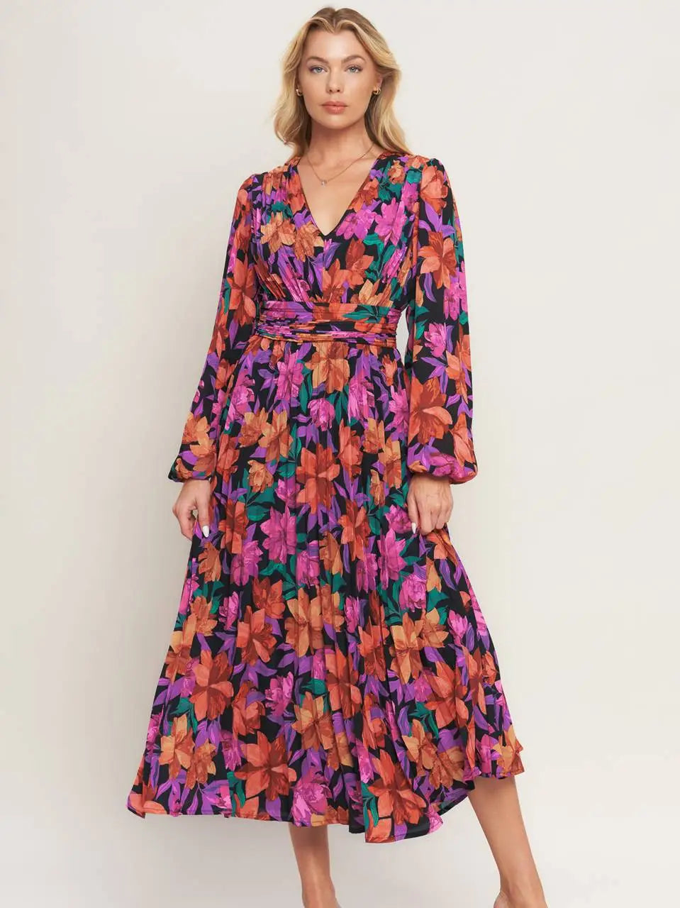 After Dark Floral Midi Dress