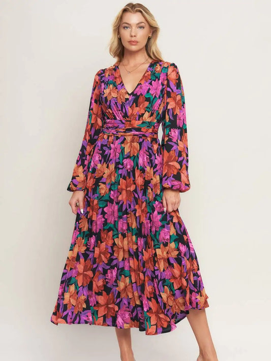 After Dark Floral Midi Dress