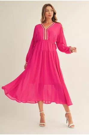 Drawstring Waist Midi Dress