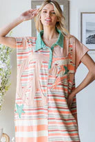 WASHED STAR AND PEACE PATCH STRIPE TEE DRESS