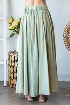 PLEATED FLARE HEM MAXI SKIRT