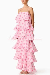 Polka Dot Tiered Ruffle Maxi Dress