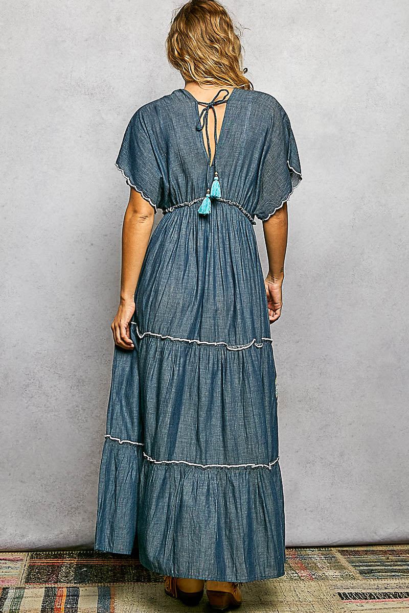BOUGIE V-NECK BLUE DRESS