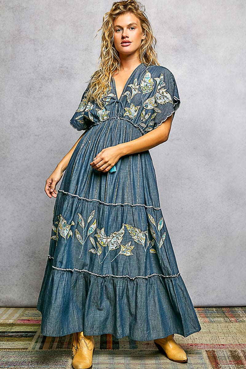 BOUGIE V-NECK BLUE DRESS