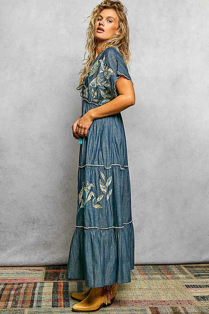 BOUGIE V-NECK BLUE DRESS