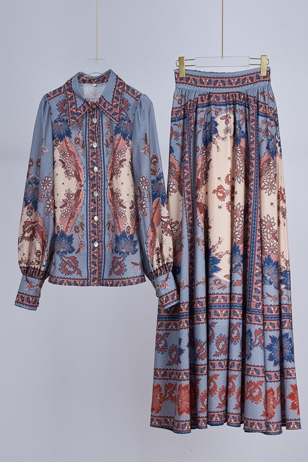 Dusty Rose Paisley Maxi Set