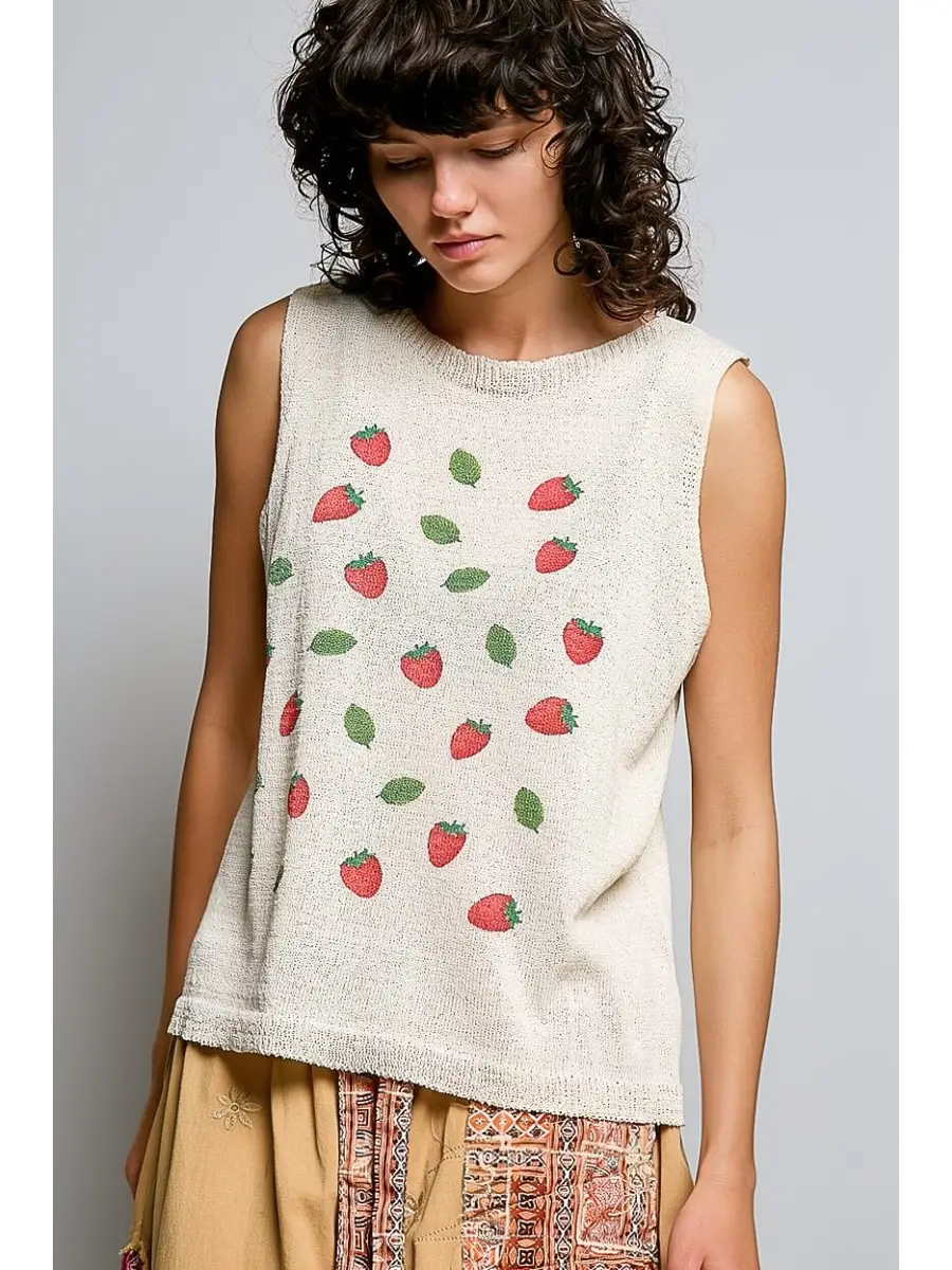 Strawberry Fields Sleeveless Knit Vest