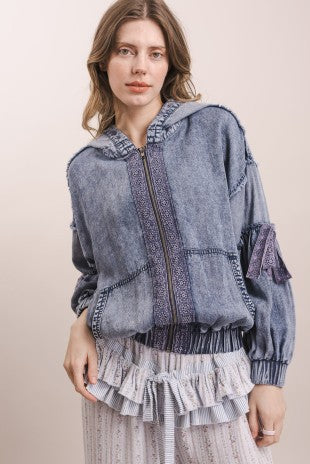 Indigo Bloom Zip-Up Jacket