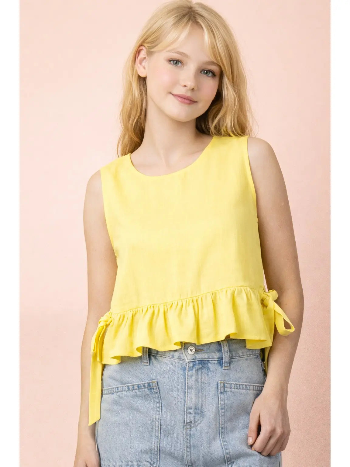 Side-Tie Peplum Ruffle Tank